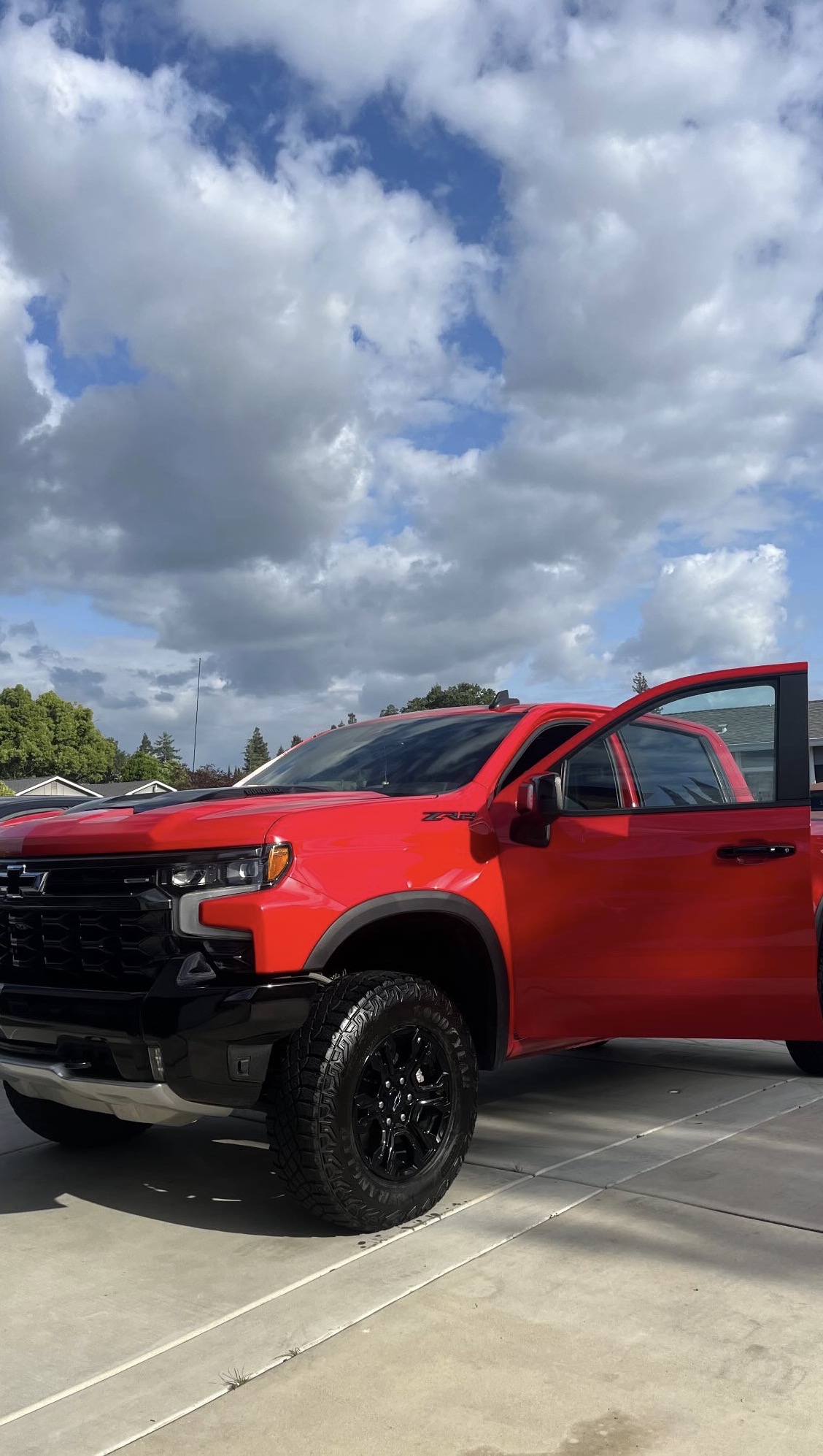 Freshly detailed red Chevrolet Silverado ZR2 truck